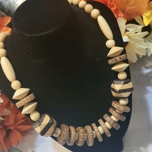 Elegant Wooden Beaded Necklace
